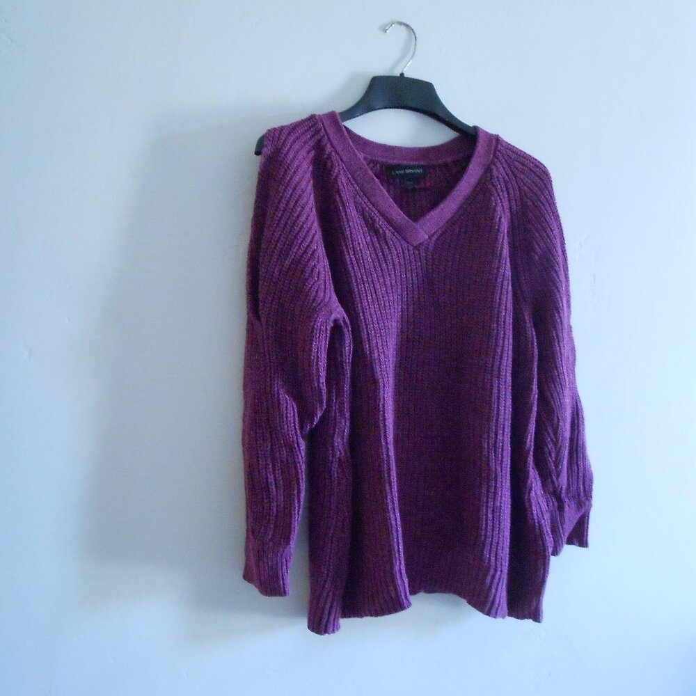 Lane Bryant Cold Shoulder/Arm Sweater, Wine, Size 18/20